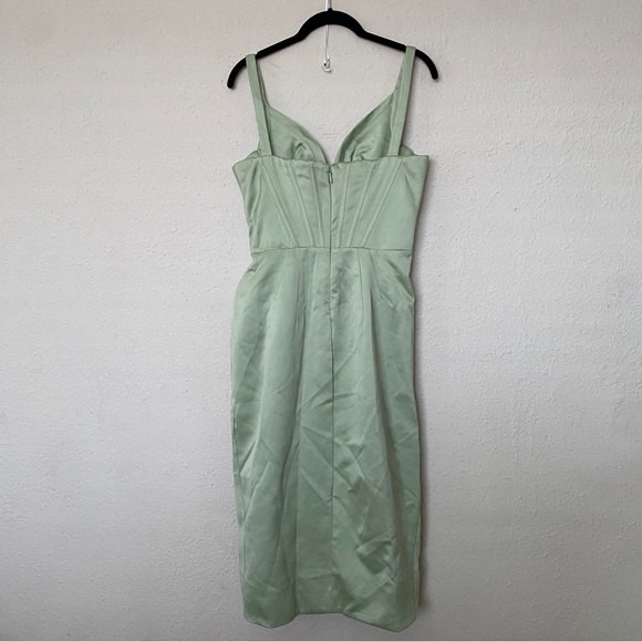 HOUSE OF CB FAYE PISTACHIO SATIN CORSET MIDI DRESS NWOT‎ size M - Picture 7 of 15